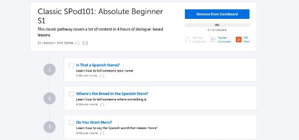 SpanishPod101 Learning Paths
