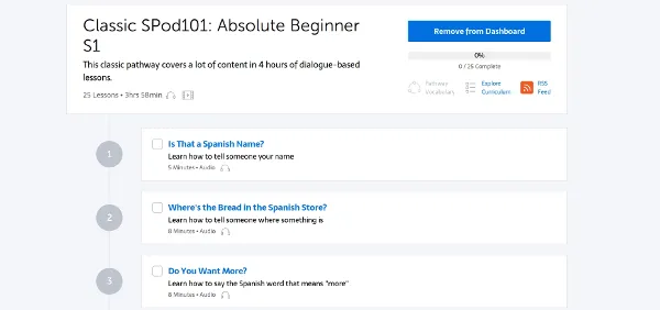 SpanishPod101 Learning Paths